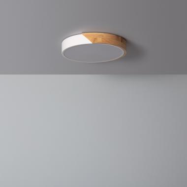 Plafon LED 18W Okrągły Drewniany Ø320 mm CCT do Wyboru Semi-Dari