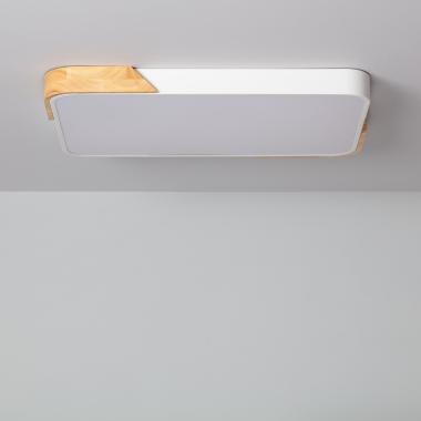 Plafoniera LED 30W Rettangolare Legno e Metallo 625x425 mm CCT Selezionabile Semi-Dari