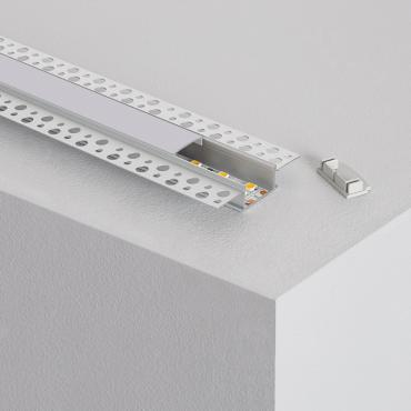 LEDKIA LIGHTING Profilé Aluminium Encastré 2 m pour Rubans LED jusqu'à 6 mm Blanc 2 m Blanc translucide