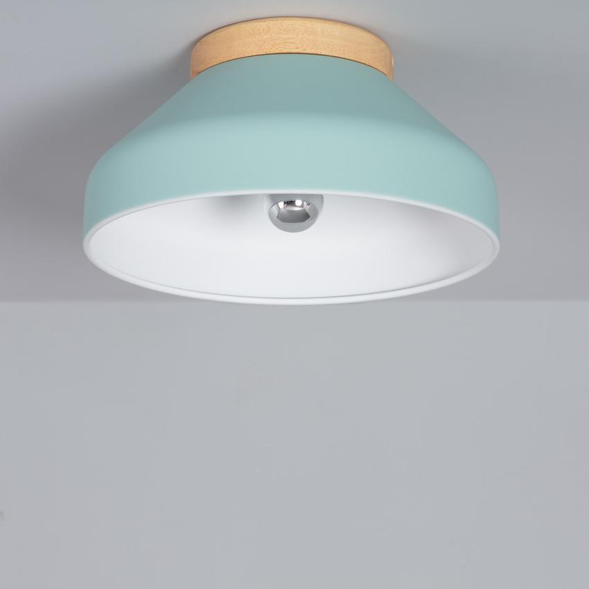 Product van Plafondlamp Rond  Aluminium en Hout Ø300 mm Hakon