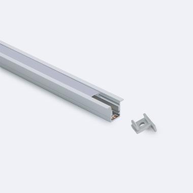 2m Aluminium Recessed Profile with Continous Cover for LED Strips up to 6mm