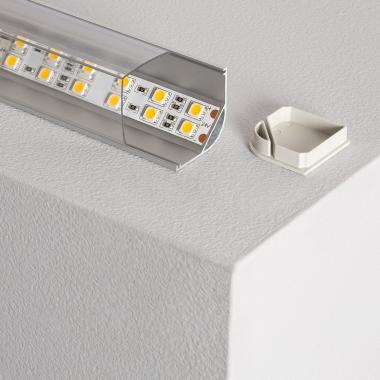 Profilo in Alluminio ad Angolo con Copertura Continua per Strisce LED fino a 20mm