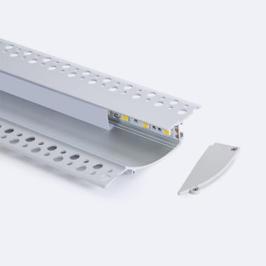 2m Aluminium Recessed Profile Plasterboard for LED Strips up to 12mm