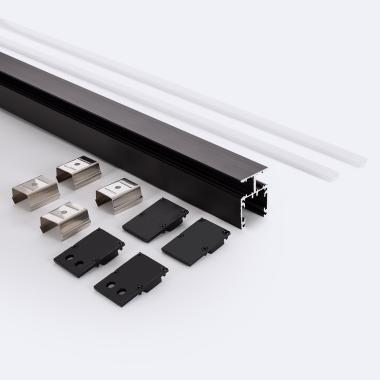 Aluminium Profiel Dubbelzijdige Verlichting 2m Zwart voor LED strips tot 10 mm