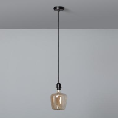 Plafondplaat met Fitting voor Hanglamp met Zwarte Textielkabel