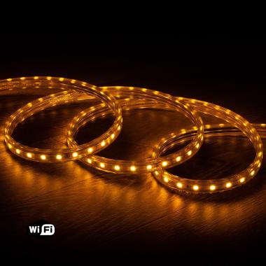 Product van LED Strip Smart Wifi 220V AC 60 LED/m Geel Ambar IP65 op maat Knipbaar om de 100cm en 14 mm Breed