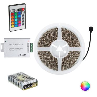 Product Set LED-Streifen RGB 24V DC 60LED/m 5m IP65 Breite 10mm mit Netzteil und Controller Schnitt alle 10cm