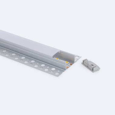 2m Plasterboard Recessed Aluminium Profile for LED Strips up to 20mm