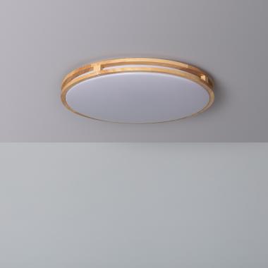 Plafonnier LED Rond Bois 20W CCT Sélectionnable Donati Ø405 mm