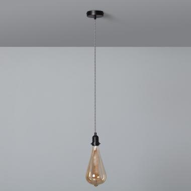 Pendant Lamp Holder with Lampholder Black & White Textile Cable