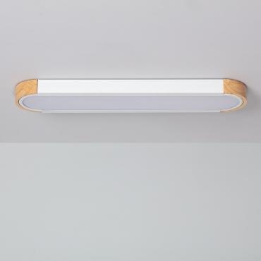 LEDKIA LED-Deckenleuchte 30W, Rechteckig – Holz & Metall, Dimmbar & Wählbare Farbtemperatur