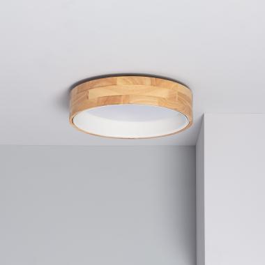 15W Dari Round Wood LED Surface Panel CCT Selectable Ø370 mm