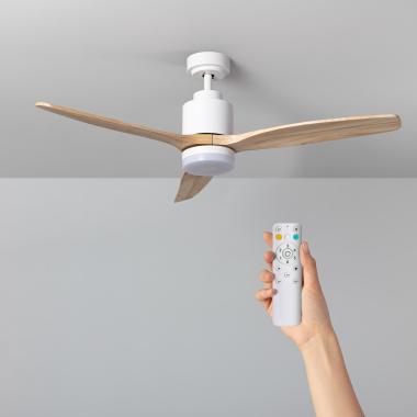 Ventilatore da Soffitto Silenzioso Mersin Bianco Legno 132cm Motore DC per Esterni