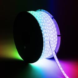 Product LED Strip Rol RGB 220V AC SMD5050 Siliconen FLEX 50m 60 LED/m IP67 Breedte 12mm In te korten om de 100 cm