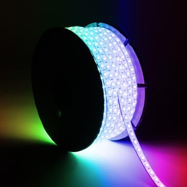 50m Role LED Pásku RGB 220V SMD5050 Stmívatelný SILICONE FLEX 60 LED/m IP67 Šířka 12mm Střih Každých 100cm