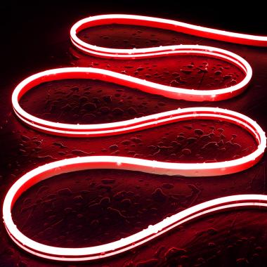 Neon LED Strip  48V DC 120 LED/m Rood IP65 te knippen om de 5 cm