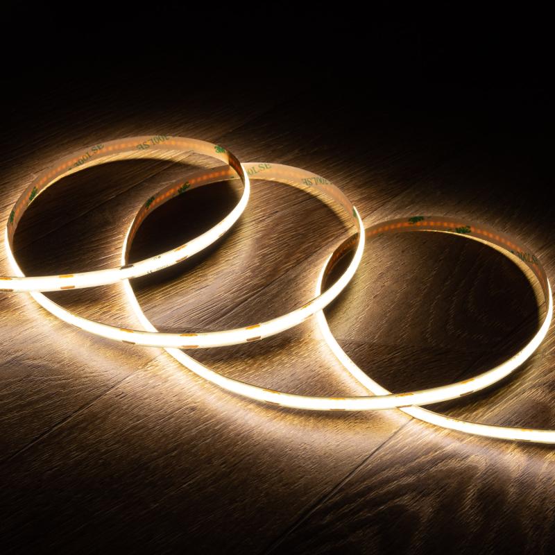 Product of 5m 24V DC COB LED Strip 320LED/m CRI90 8mm Wide Cut at Every 2.5cm IP20