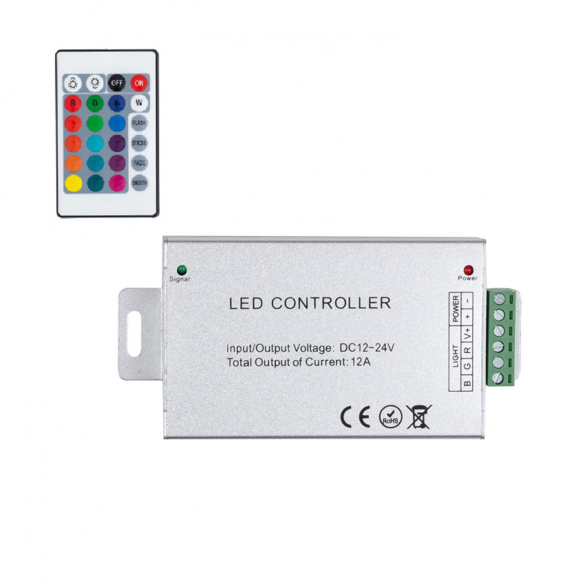 Controller Dimmbar LED-Streifen RGB 12/24V DC mit IR-Fernbedienung High Power