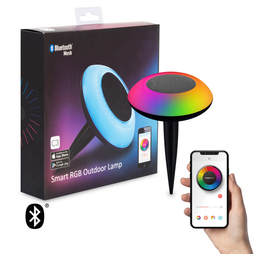 LED-Bodenleuchte Solar RGBW mit Spieß für Aussenbereich für Smartphone mit Bluetooth IP65