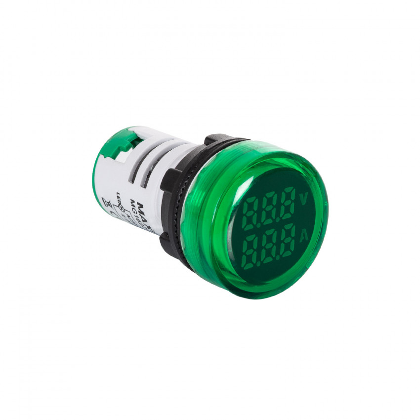 Leuchtmelder MAXGE mit Voltzähler 20-500V und Amperezähler 0-100A Ø22mm