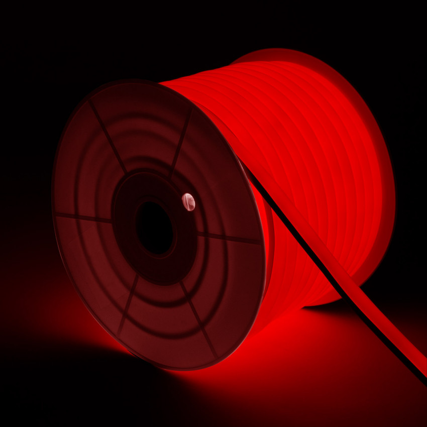 LED-Streifenrolle Neon 7.5 W/m Dimmbar 220V AC 120 LED/m 50m Halbrund 180º Rot IP67 Schnitt alle 100 cm