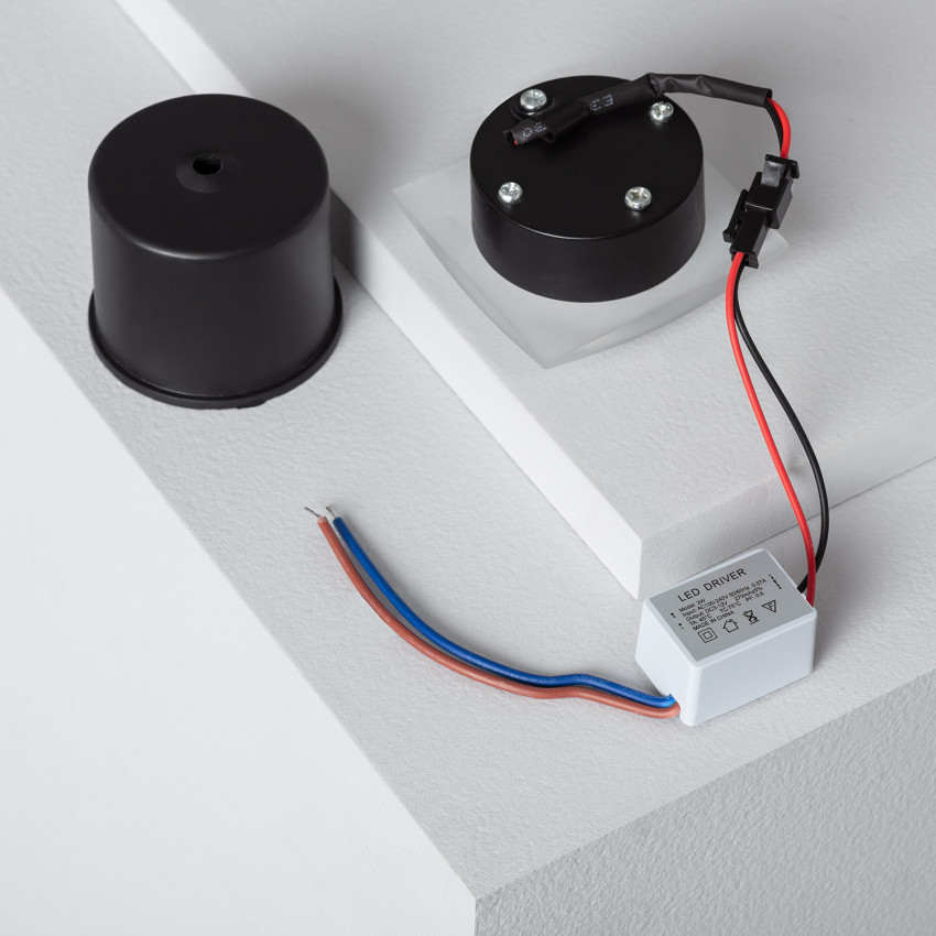 Aplique LED 3W Cuadrado de Aluminio Occulare Negro