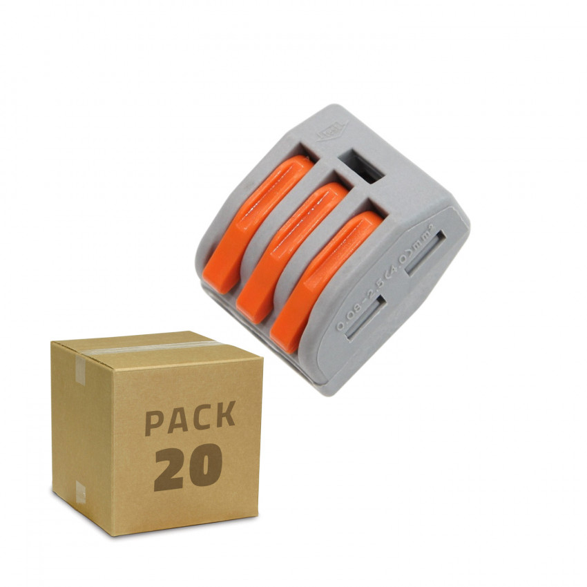 20 Pack Schnellverbinder PCT-213 mit 3 Eingängen für Elektrokabel von 0,08–4 mm²