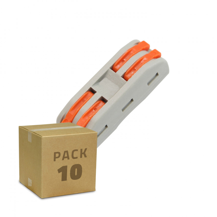 10 Pack Schnellverbinder 2 Eingänge und 2 Ausgänge SPL-2 für Elektrokabel von 0,08–4 mm²