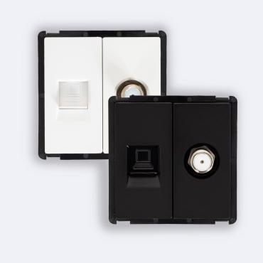 RJ45-Anschluss CAT 6 Internet + Satellit Modern - Schwarz