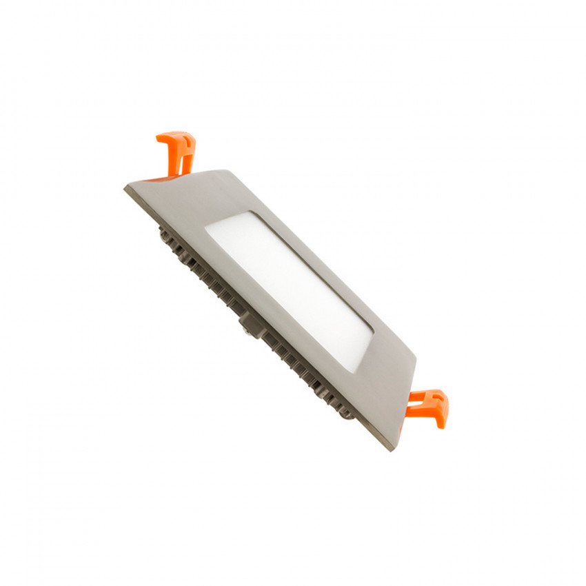 LED-Deckeneinbauleuchte 6W Eckig SuperSlim Silber Schnitt 105x105 mm