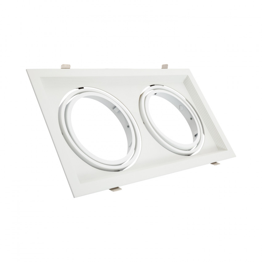 Downlight-Ring Eckig Schwenkbar Aluminium für zwei LED-Glühbirnen AR111 Corte 160x310 mm