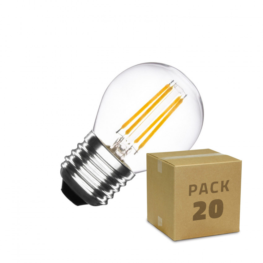 20er Pack LED-Glühbirnen E27 Dimmbar Filament Small Classic G45 4W Warmweiß 