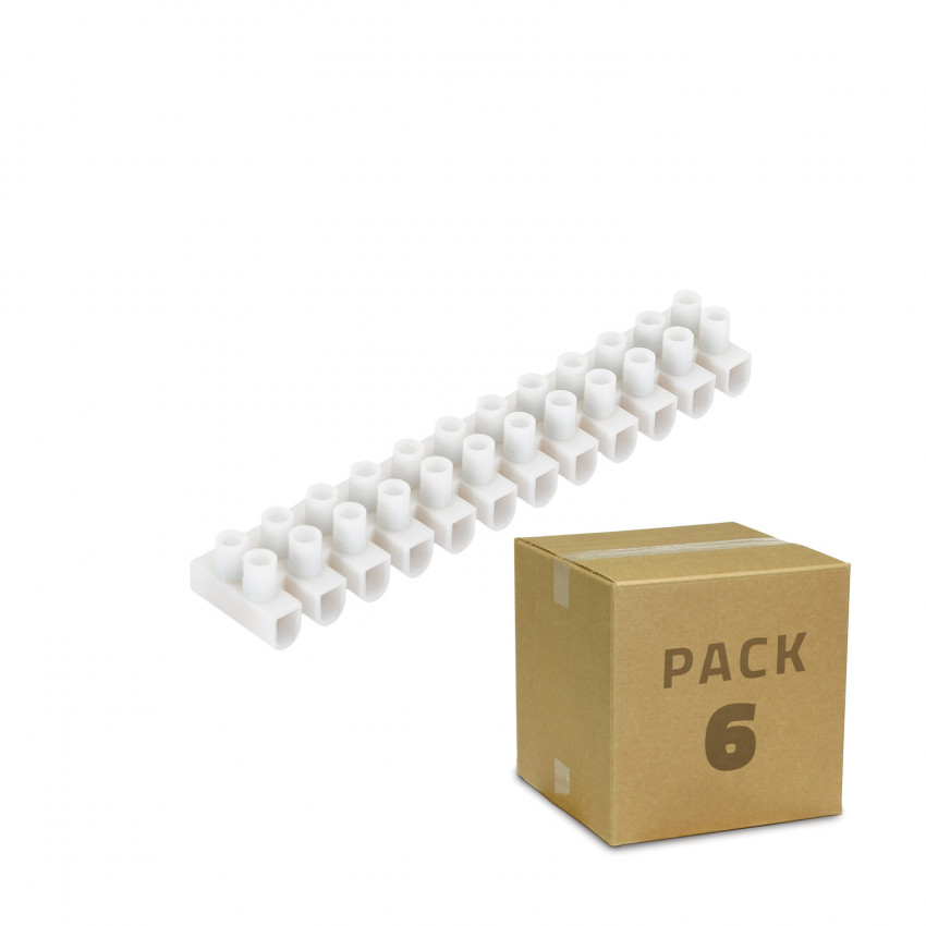 6er Pack Klemmleiste mit 12 Anschlüsse aus Elektrischem Kabel Weiss
