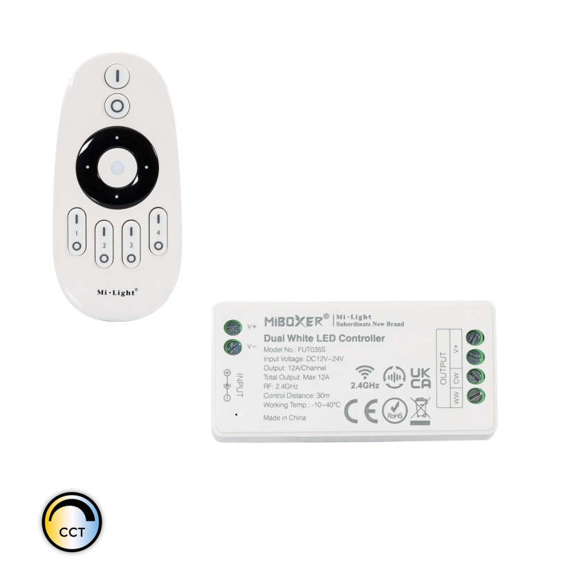 Controller Dimmer CCT 12/24V DC + Fernbedienung RF 4 Zonen MiBoxer
