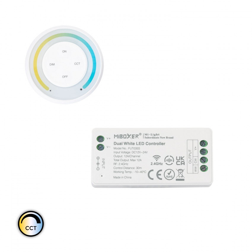 Controller Dimmer CCT 12/24V DC + Fernbedienung RF Sunrise MiBoxer