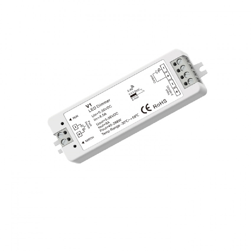Controller Dimmer LED-Streifen Einfarbig 5/12/24/36V DC kompatibel mit RF-Fernbedienung und Schalter