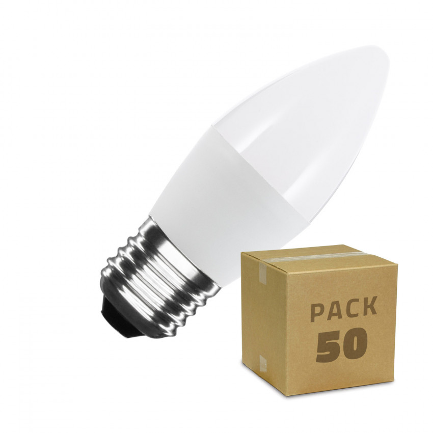 50er Pack LED-Glühbirnen E27 C37 5W Kaltes Weiß