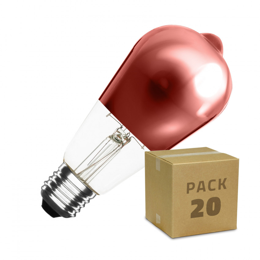 20er Pack LED-Glühbirnen E27 Filament Dimmbar 7.5W ST64 Copper Reflect Big Lemon Warmes Weiss