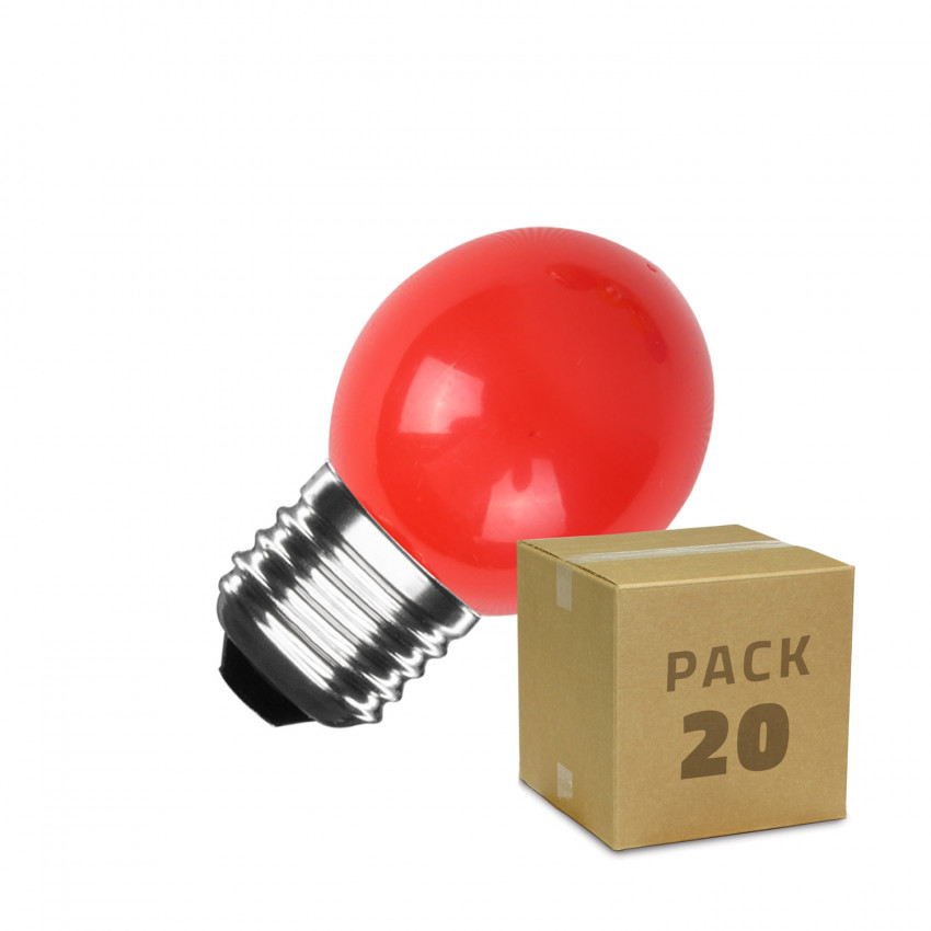 Pack de 20 Bombillas LED E27 G45 3W Monocolor