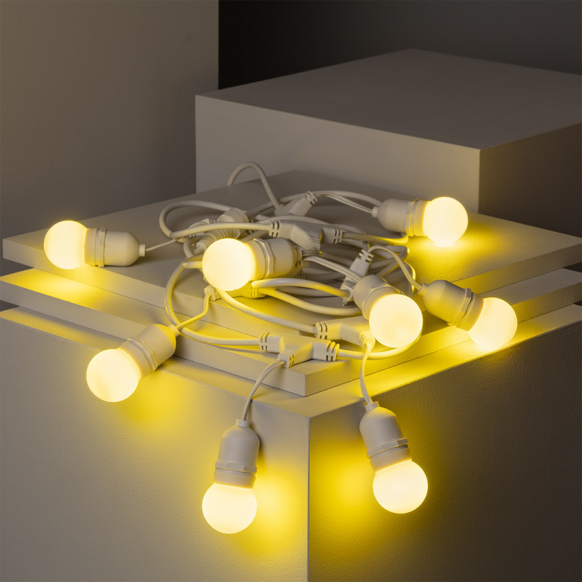 Kit Guirnalda Waterproof 5.5m Blanco + 8 Bombillas LED E27 G45 3W de Colores 