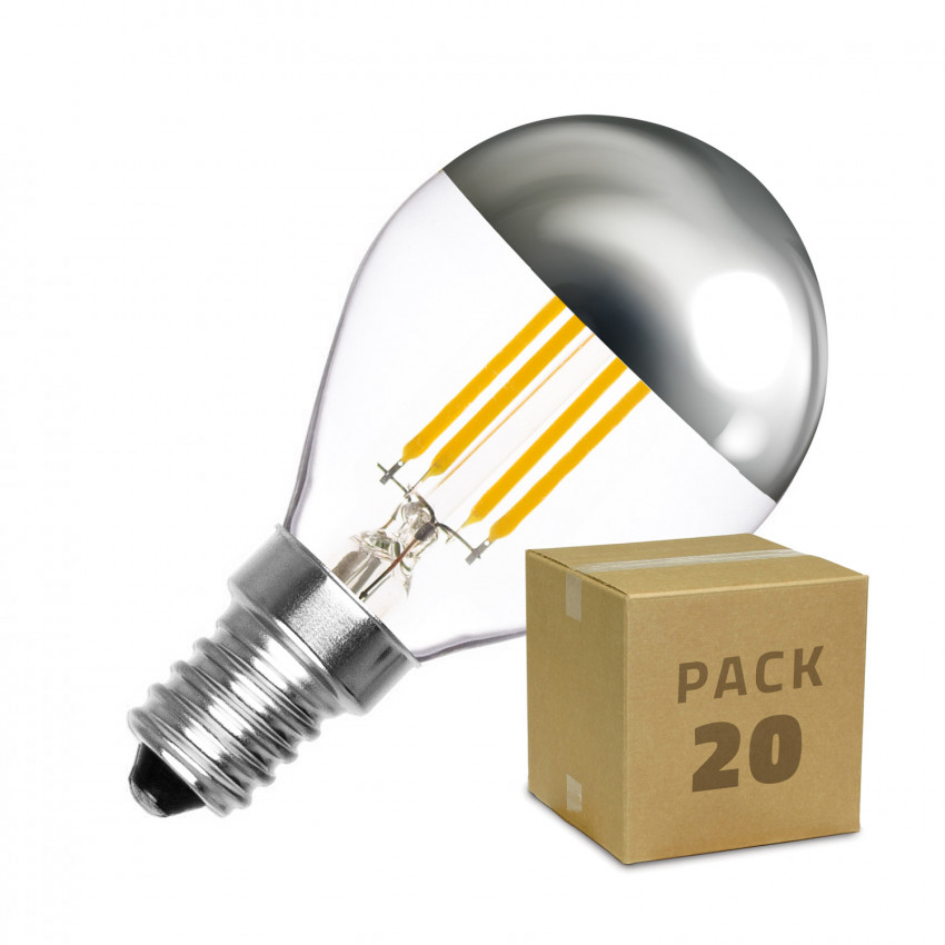 20er Pack LED-Glühbirnen E14 Dimmbar Filament Reflect G45 3.5W
