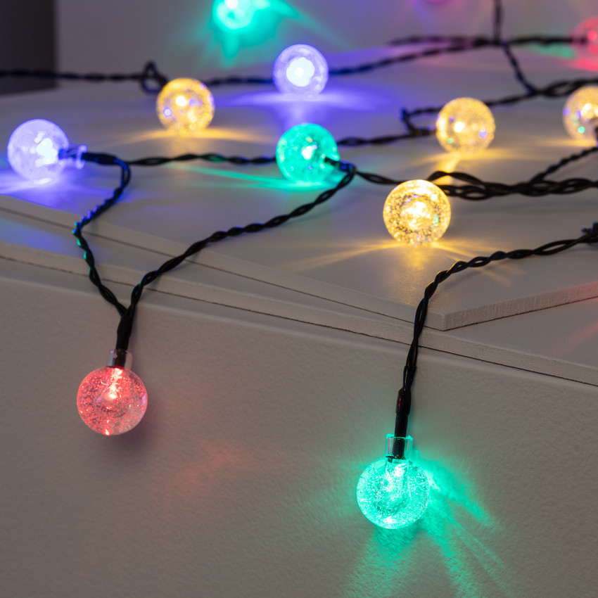 Guirnalda SnowFlakeBalls LED con Cargador Solar 