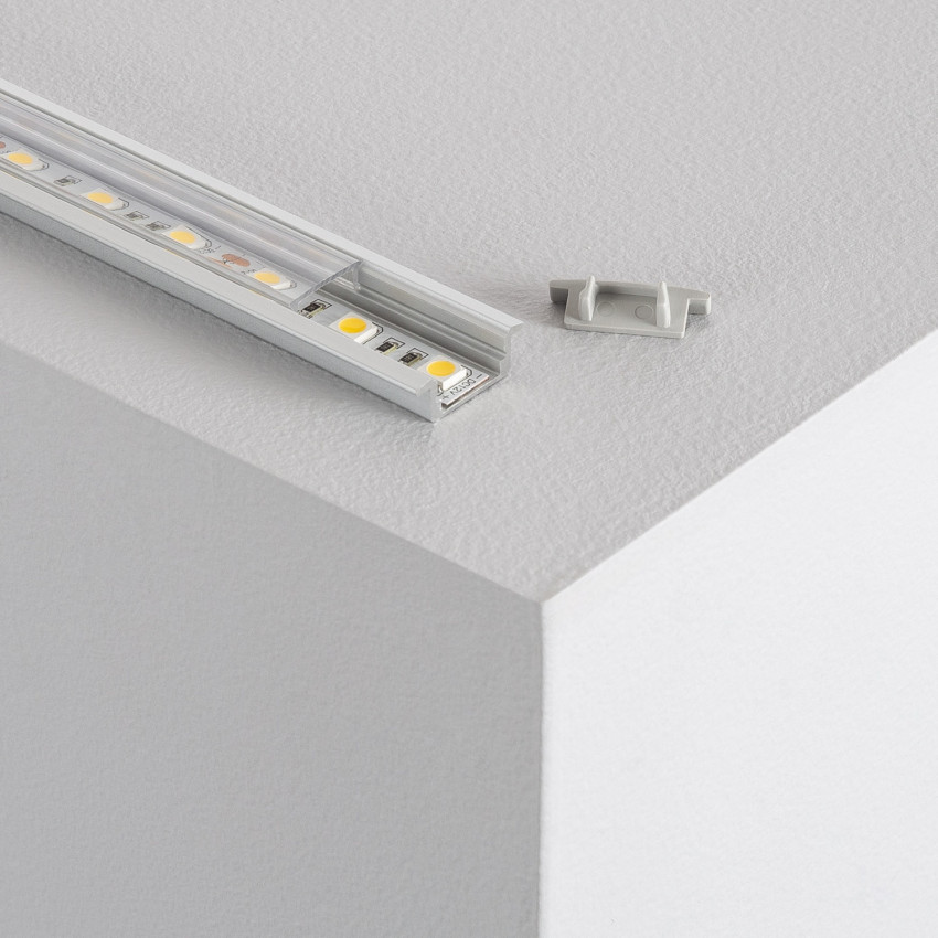 Aluminiumprofil Einbau mit Durchgehender Abdeckung für LED-Streifen bis 12mm