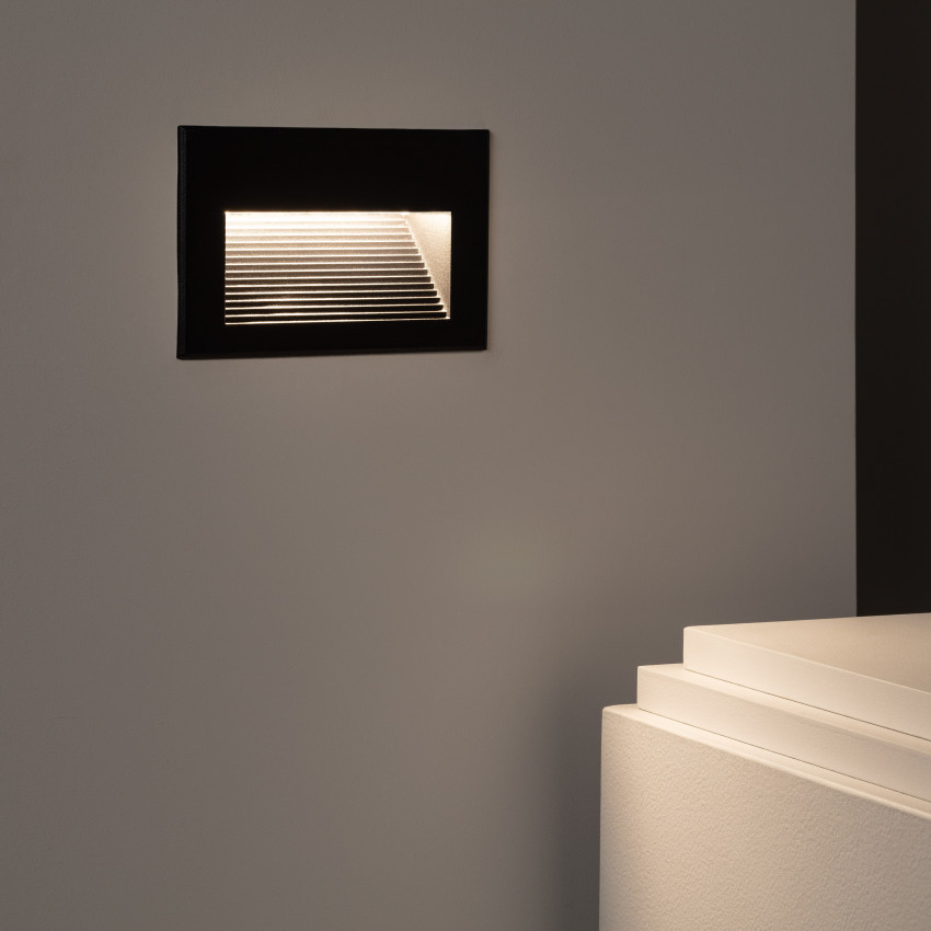 Baliza LED 2W Cuadrado de Aluminio Negro IP65 Goethe