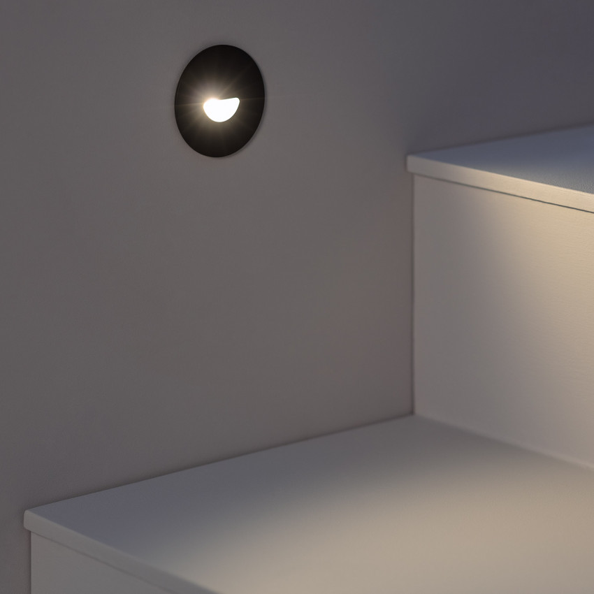 Baliza LED 2W Circular de Aluminio  Negro IP65 Guell