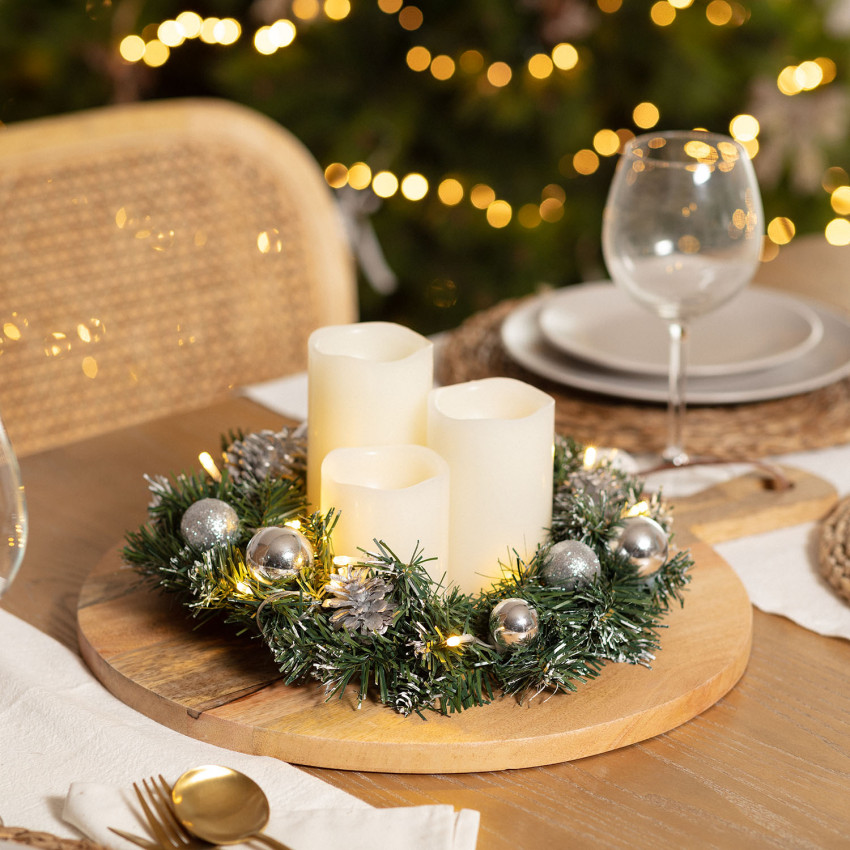 LED-Weihnachtskranz mit Batterie Silber Karuna