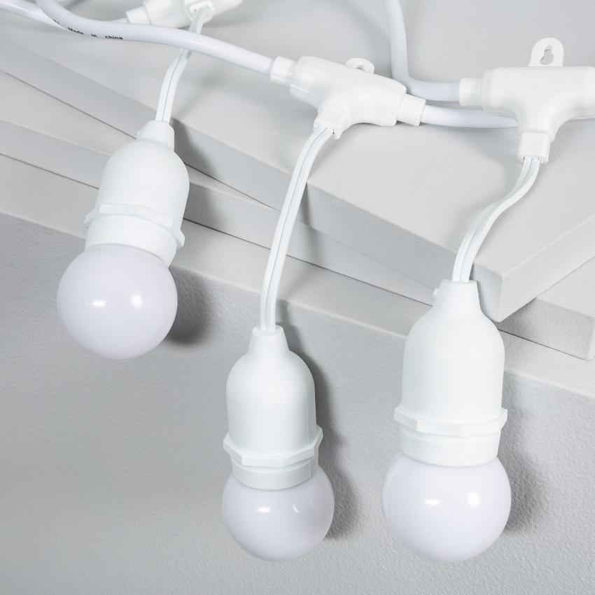 Kit Guirnalda Waterproof 5.5m Blanco + 8 Bombillas LED E27 G45 3W de Colores 