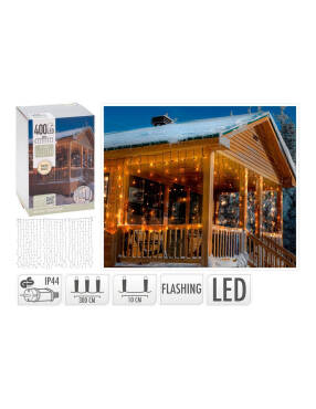 Rideau Guirlande LED Extérieur 3m Flash 2700K