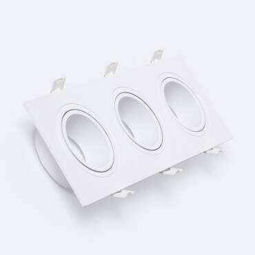 Collerette Downlight Cuadrado Blanco para 3 Bombillas LED 9W GU10 / GU5.3 Corte 235x75 mm Blanc