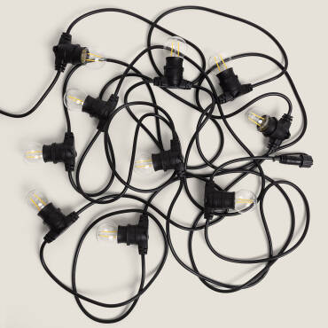 Kit Guirlande Lumineuse Extérieure IP44 10m Noir + 10 Ampoules Filaments LED B22 2W G45 4000K